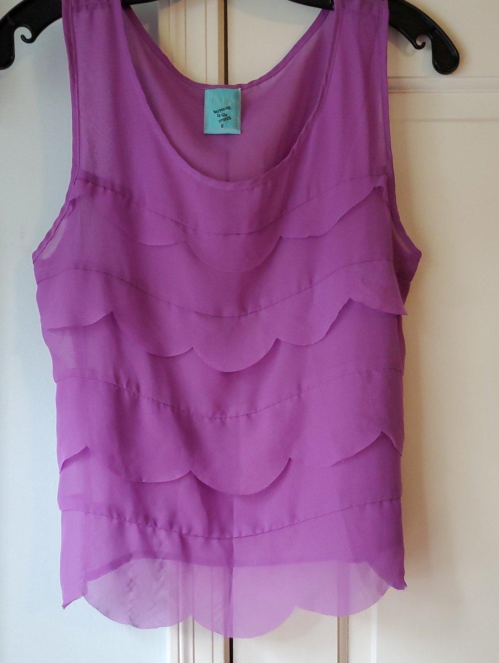 h.i.p. Purple Layered Scallop Hem Sleeveless Tank
